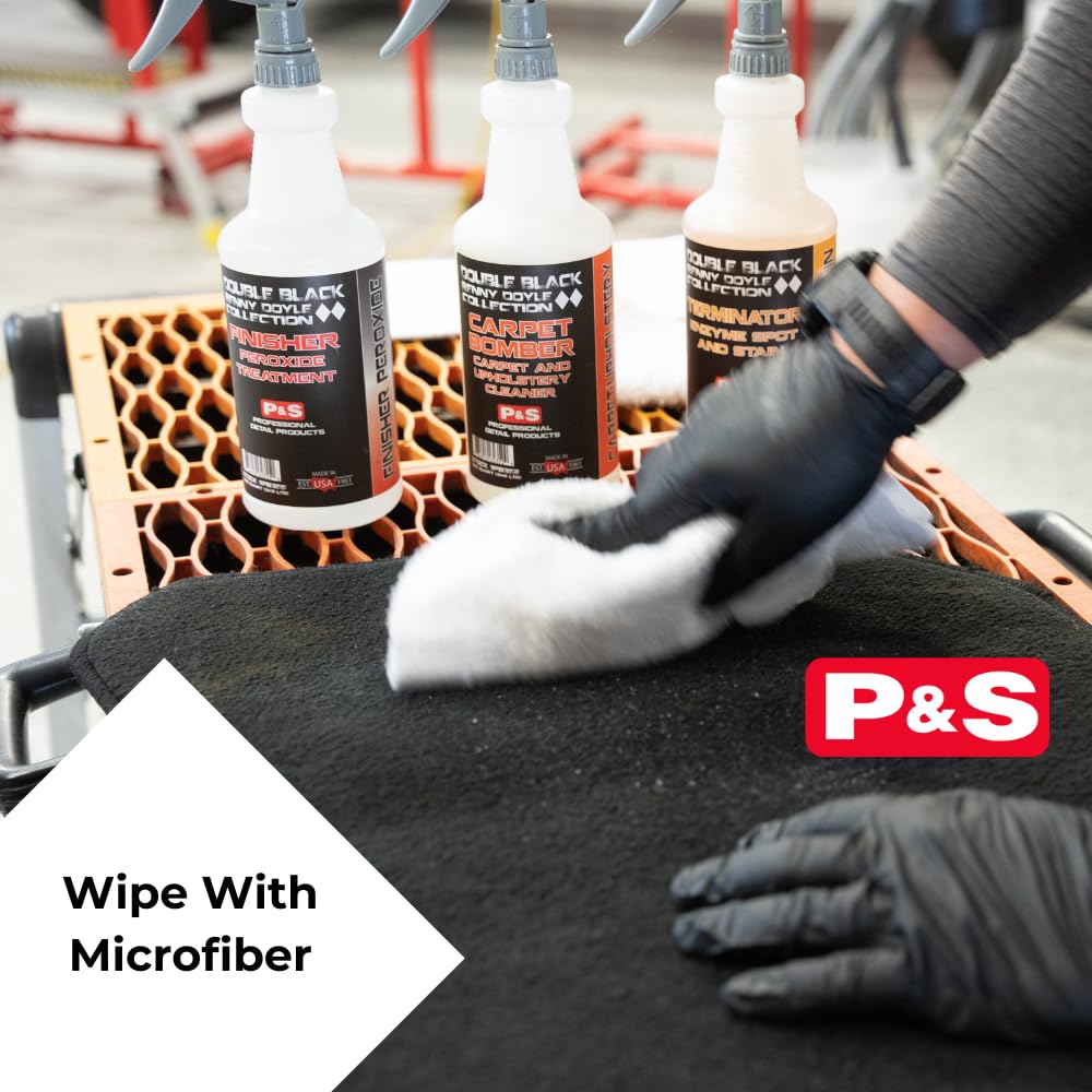 P&S Finisher spraying onto upholstery to neutralize odors quickly