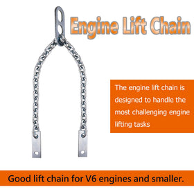 P1TOOLS chain attached to an engine hoist demonstrating controlled lifting and safer positioning