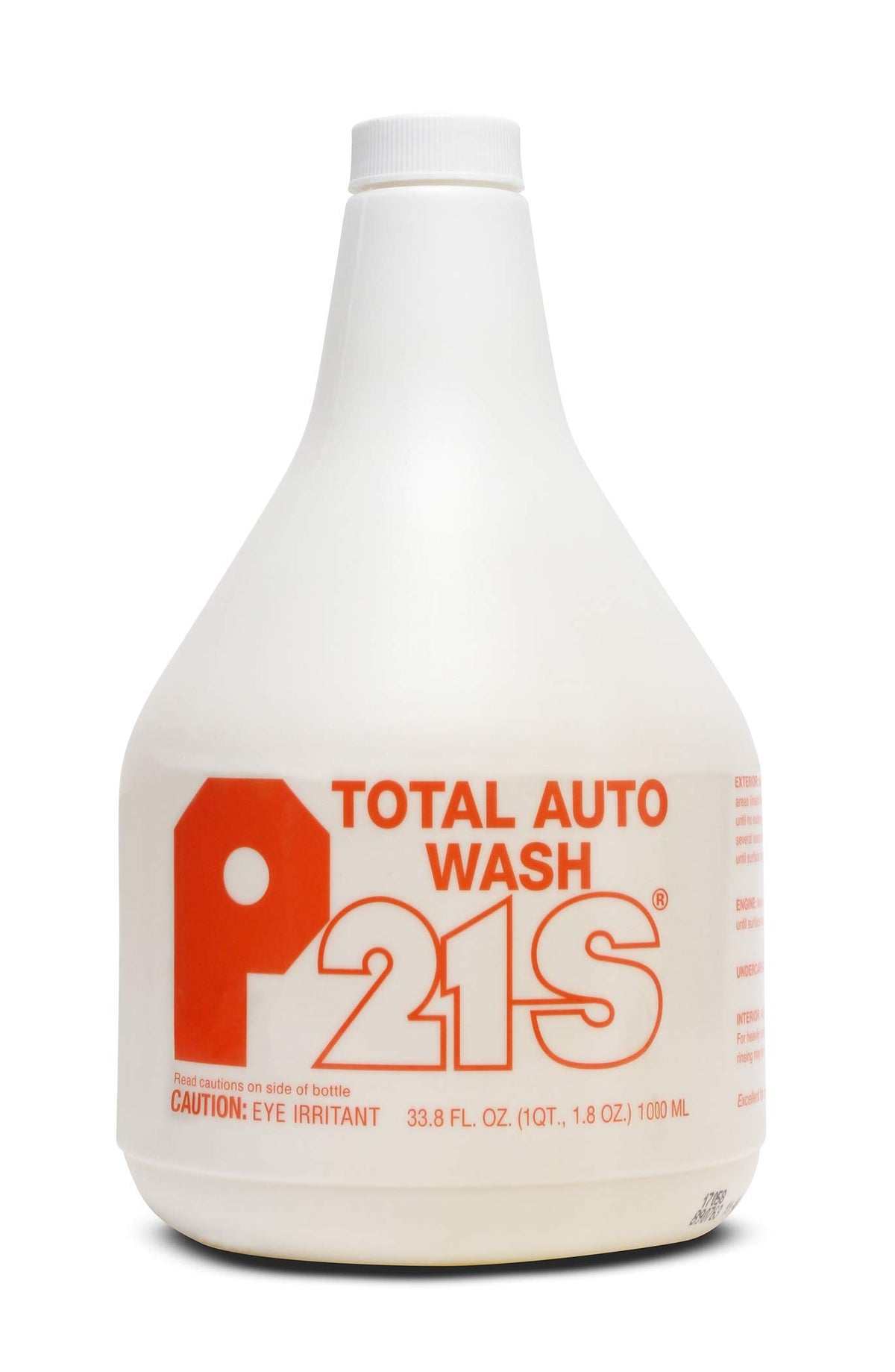 P21S refill bottle front view showing label and clear solution, fast grease removal