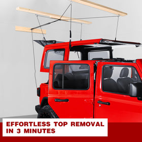 Pacikwest hardtop next to ceiling showing 8–16 ft compatibility and organized garage benefit