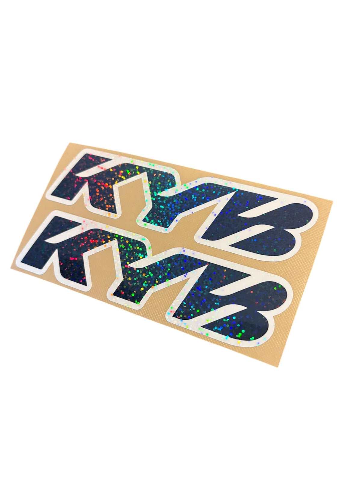 packaged decal set with branding showing two-piece kit ready for left and right forks