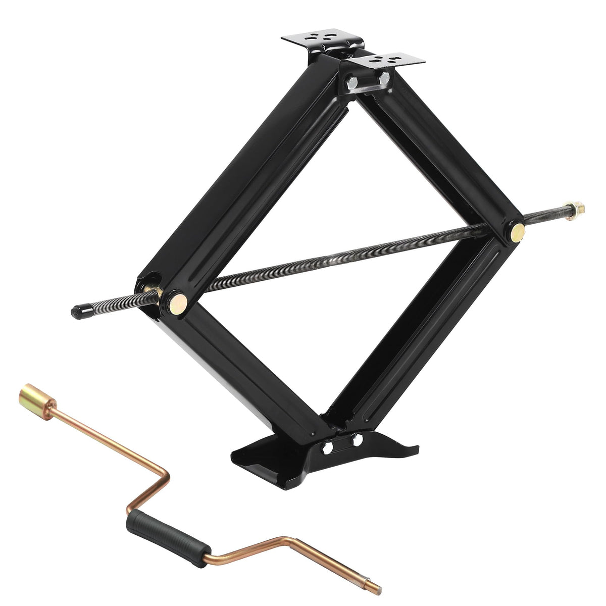 Pafessa front view of scissor jack showing full extension and sturdy base for stable support