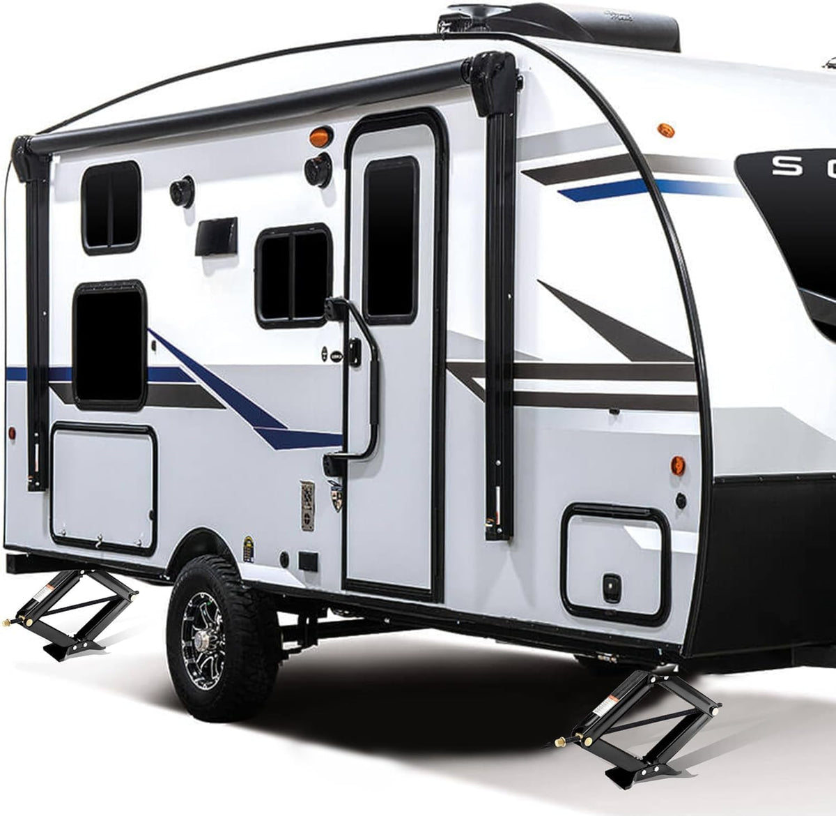 Pafessa retracted and extended comparison illustrating compact storage and 24" reach