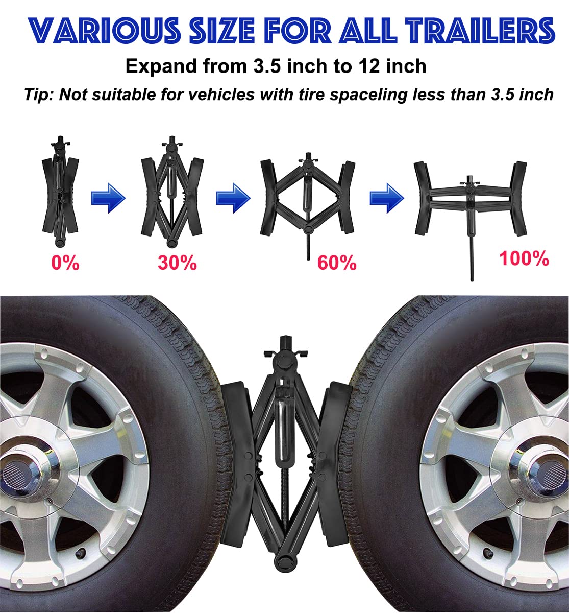 PAFOWO in use between RV dual tires demonstrating reduced caravan shake benefit