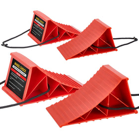 PAHTTO front view of wheel chocks showing bright color and secure hold benefit