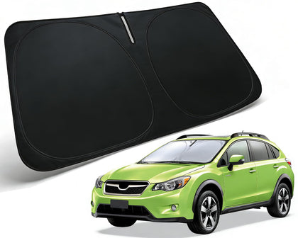 PAIMOHO front view of sun shade showing exact Crosstrek fit and protection