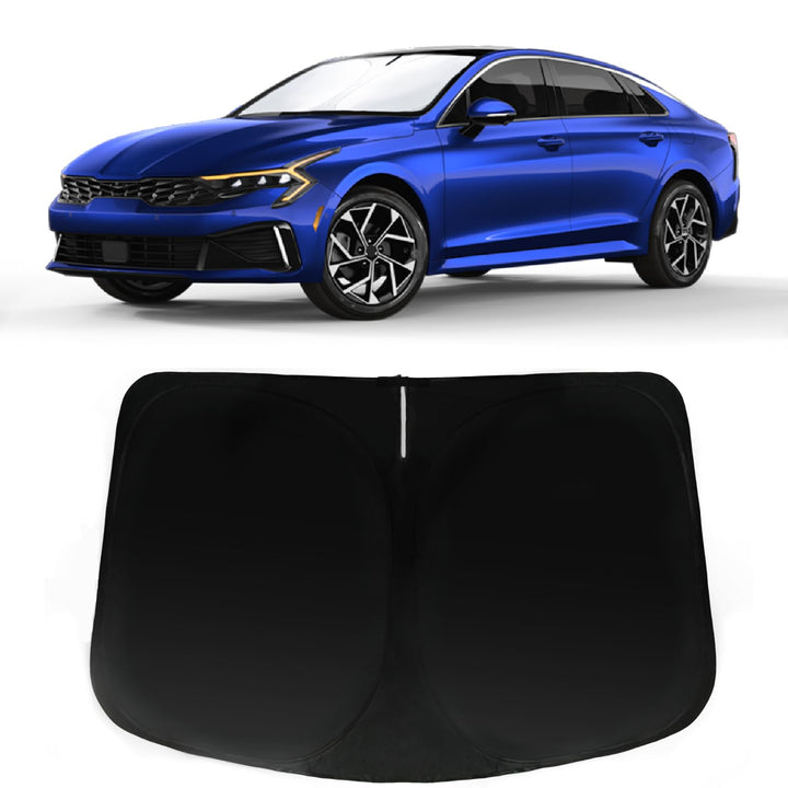 PAIMOHO windshield installed on Kia K5 showing full coverage and heat protection