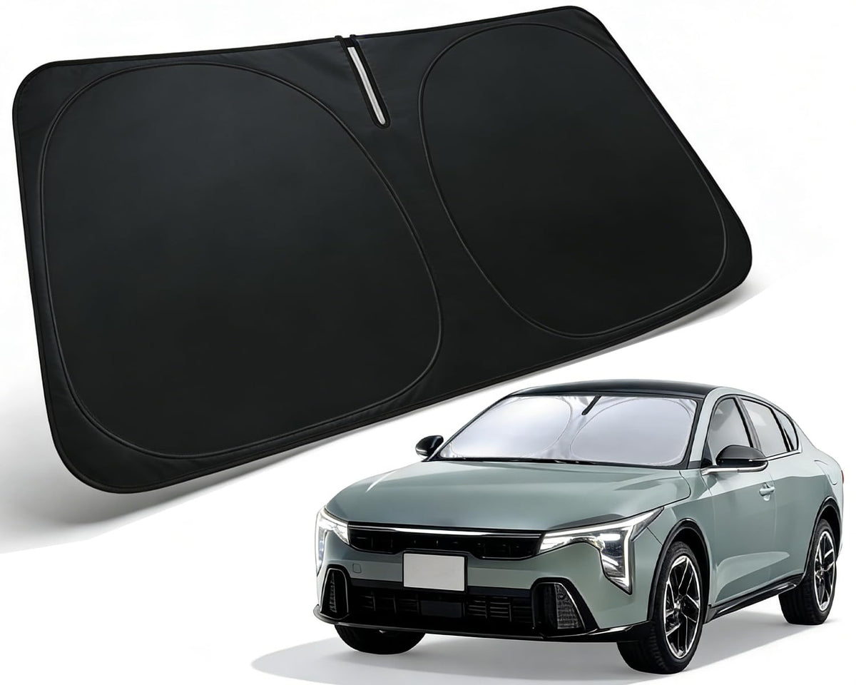 PAIMOHO front view of shade showing full windshield coverage and neat fit