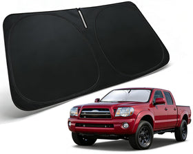 PAIMOHO front view of fitted sun shade showing full windshield coverage benefit