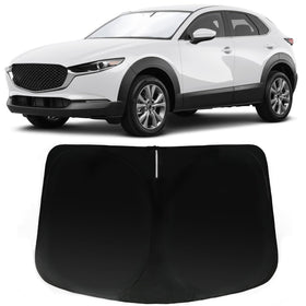 PAIMOHO front view showing custom fit on Mazda CX-30 windshield reduces cabin heat