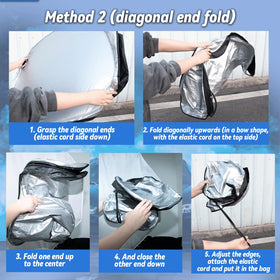 PAIMOHO folded compact sun shade stored in door pocket for easy convenience