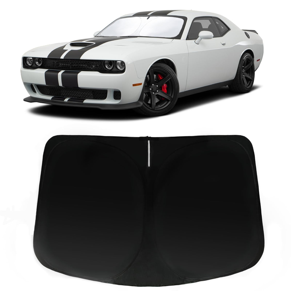 PAIMOHO front view of sun shade showing full windshield coverage and protection