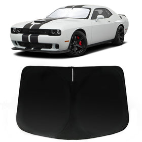 PAIMOHO front view of sun shade showing full windshield coverage and protection