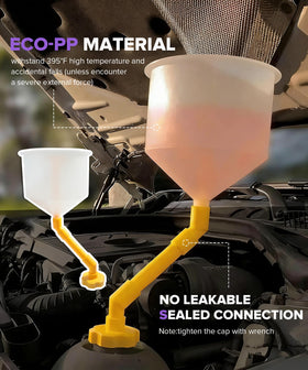 PAIYUE assembly attached to radiator showing spill-free filling benefit