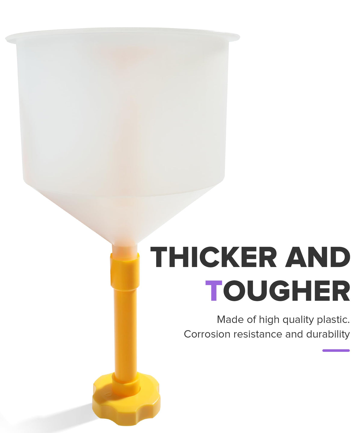 PAIYUE transparent funnel close-up revealing fluid level for accurate pouring benefit