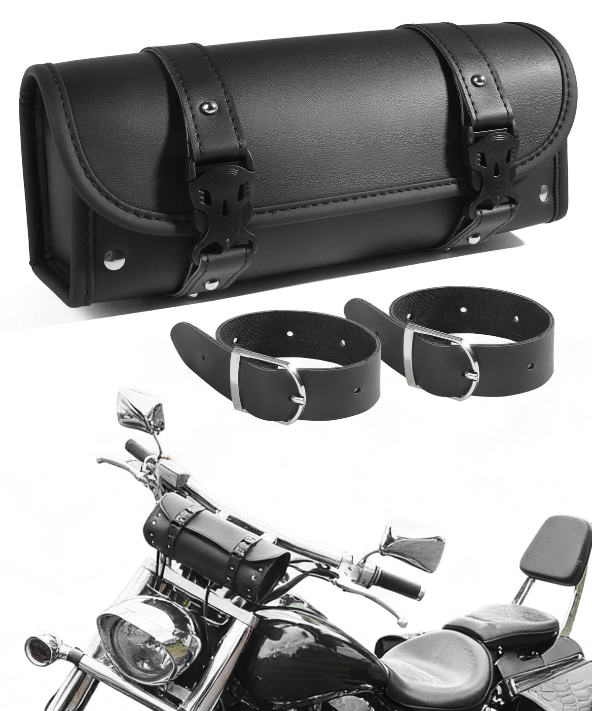 PAIYUE front view of handlebar bag showing compact storage and quick access