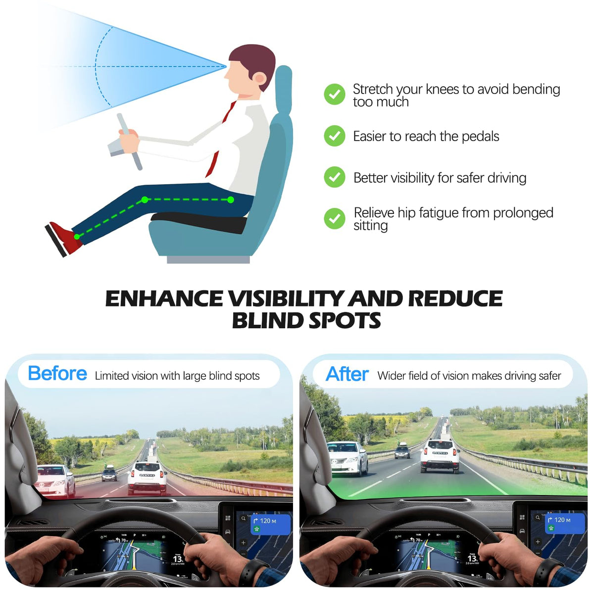 Pakanana installed on a car seat demonstrating raised seating and better visibility