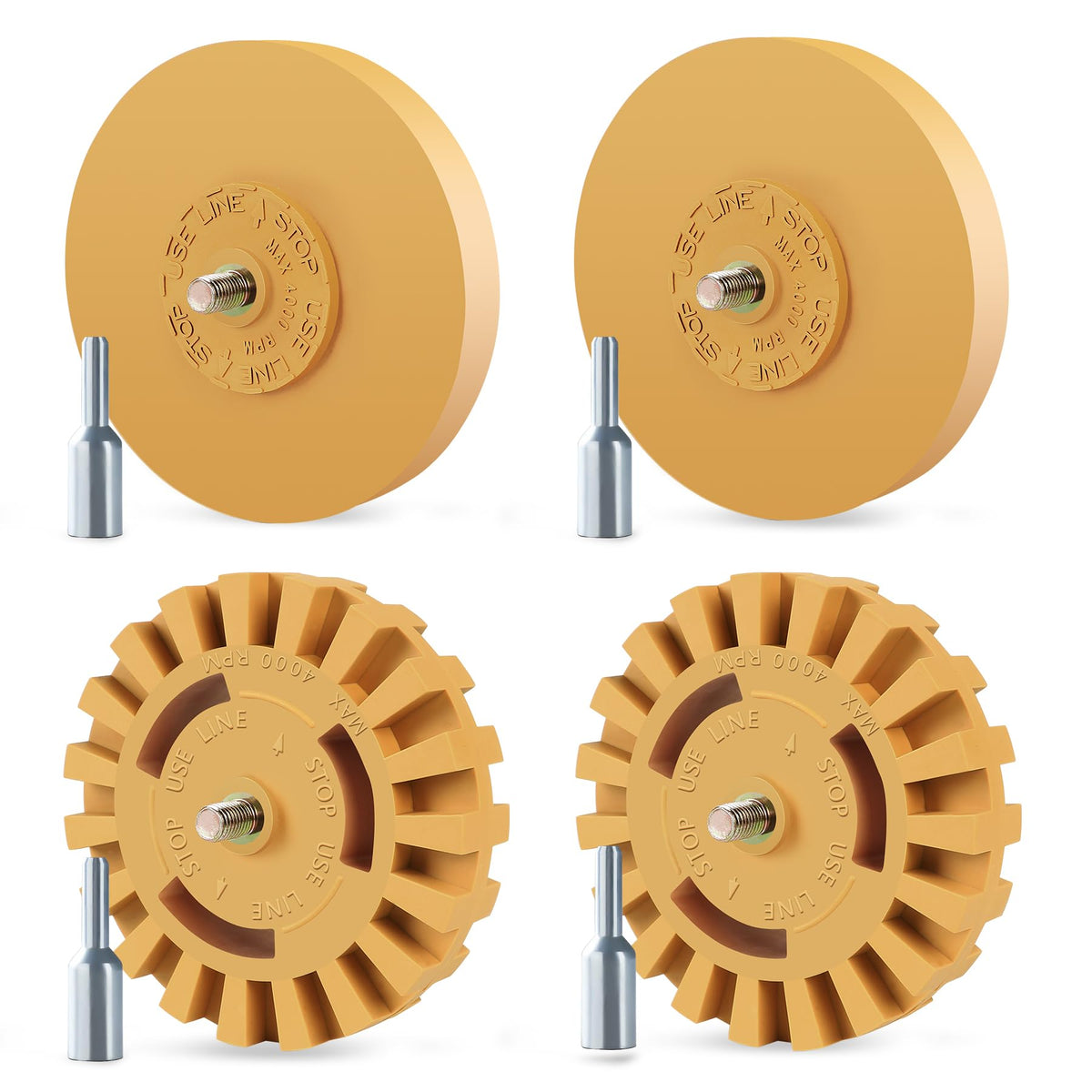 Pakeed front view of rubber wheels showing kit components and safe removal benefit