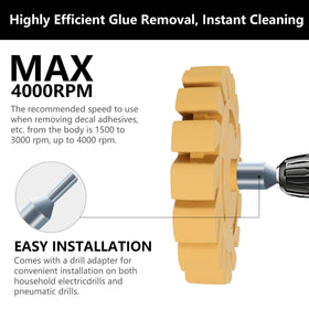Pakeed wheel in use on car door removing sticker safely with minimal finish risk