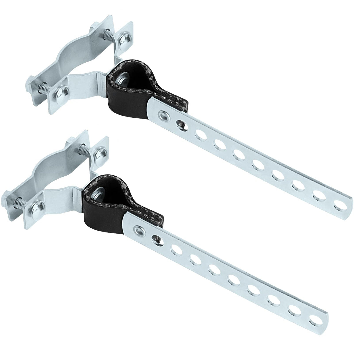 PALOZO front view showing exhaust hanger pair and corrosion‑resistant finish for reliable support