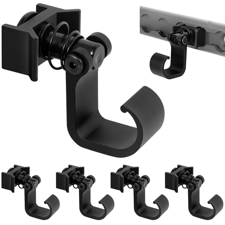 PALOZO front view of L track hook showing secure attachment and space saving
