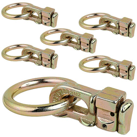 PALOZO front view of six gold L-track fittings showing ready-to-use anchors