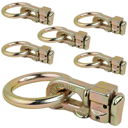 PALOZO front view of six gold L-track fittings showing ready-to-use anchors