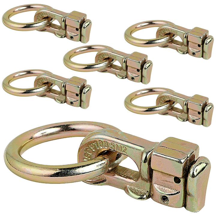 PALOZO front view of six gold L-track fittings showing ready-to-use anchors