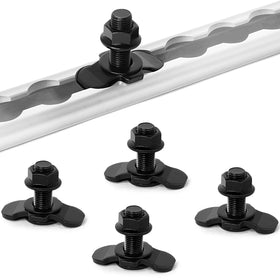 PALOZO stud installed in L-track rail demonstrating fast, tool-tight attachment
