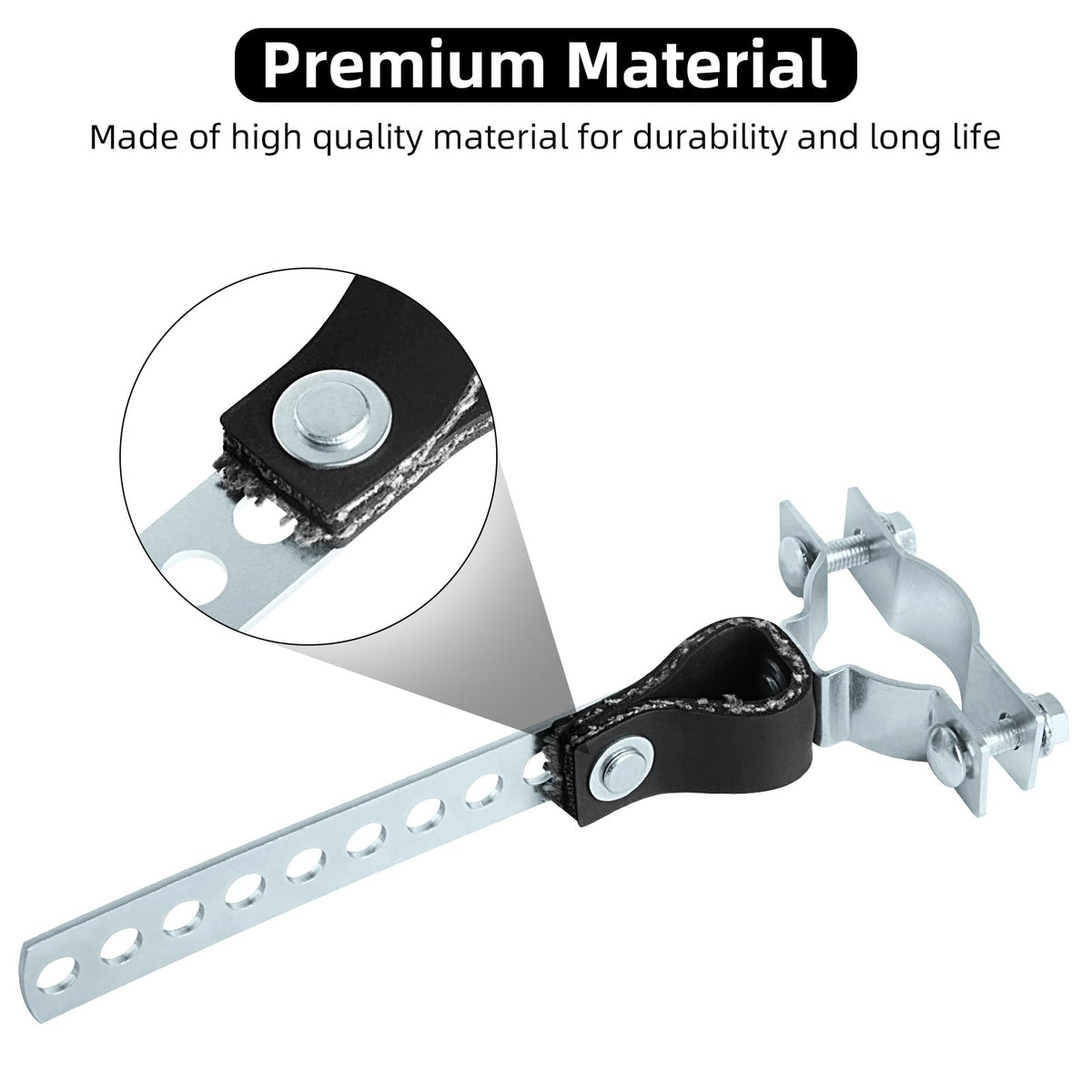 PALOZO hanger beside ruler illustrating fit for 1-1/4 to 1-3/4 inch tailpipes and correct sizing