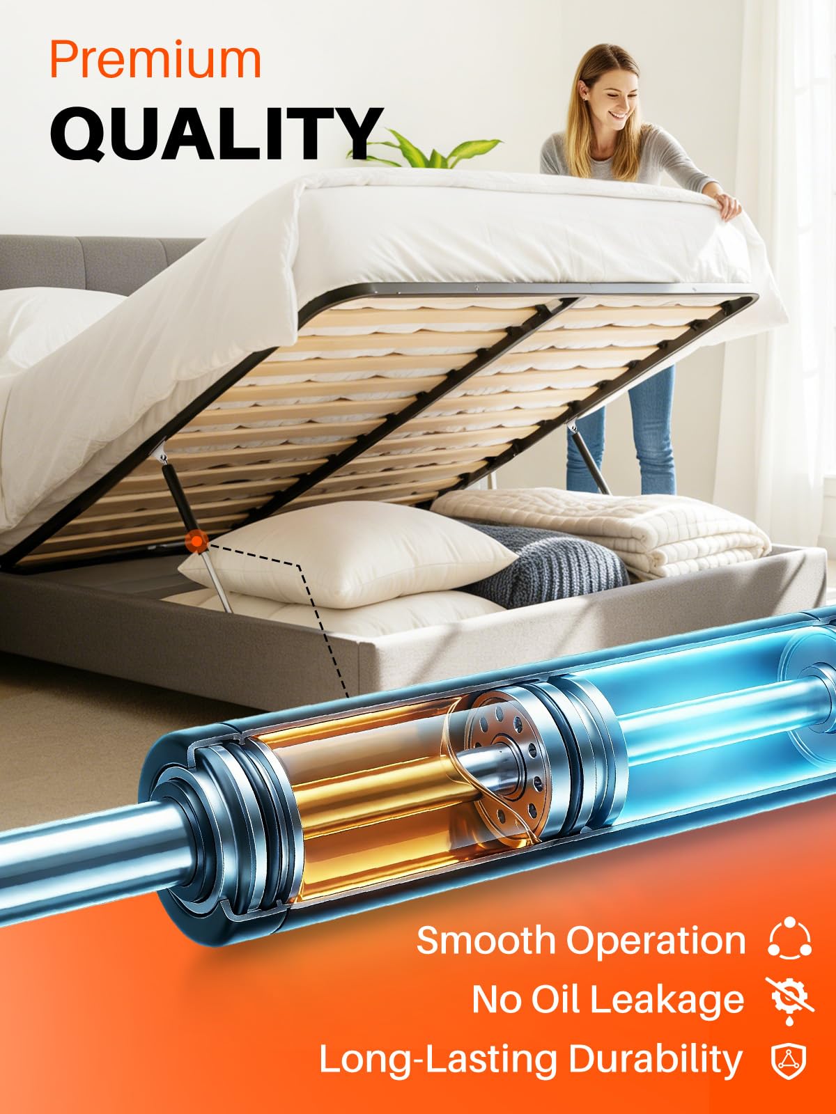 PAMAGOO dual struts holding open a heavy lid illustrating balanced lift support