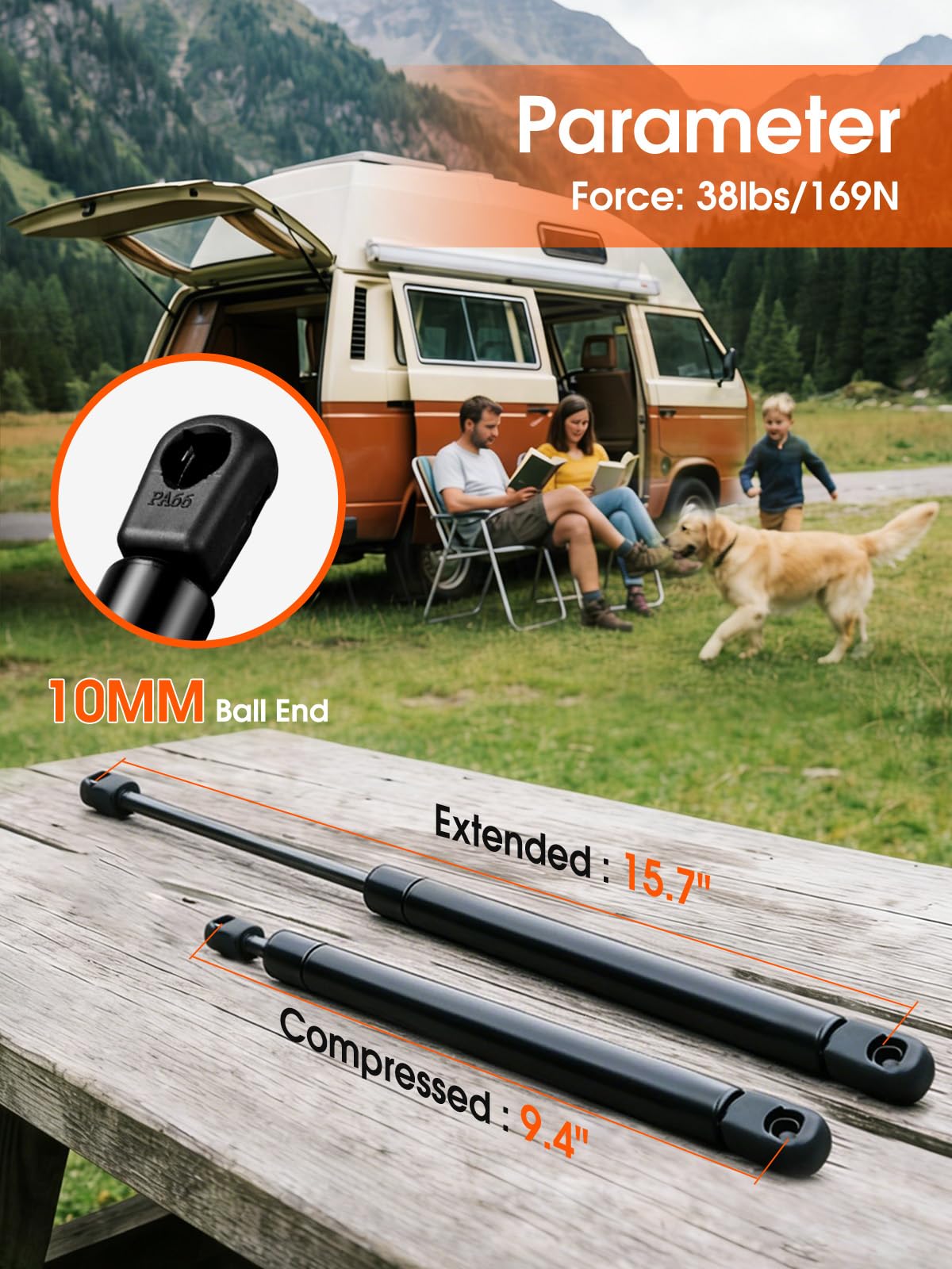 PAMAGOO strut measured at 15.7 inches extended for correct fit verification benefit