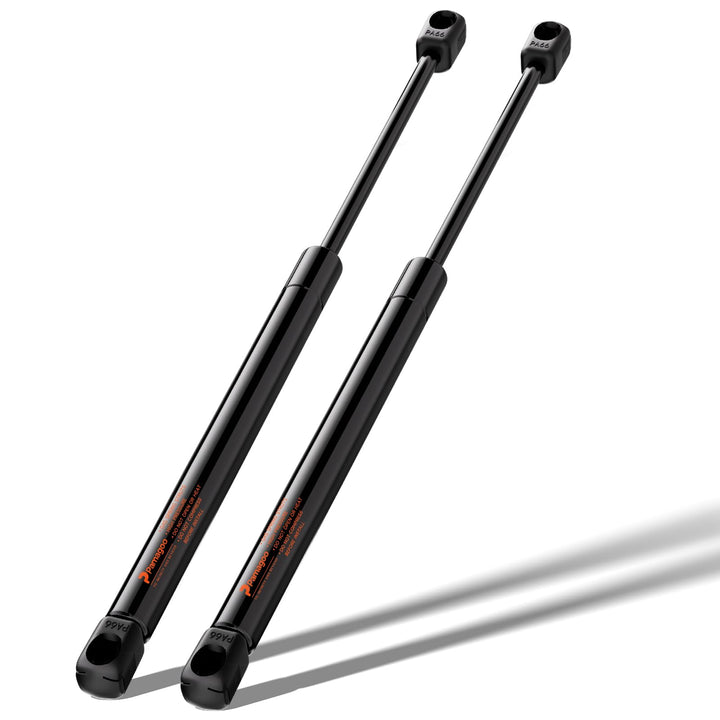 PAMAGOO front view of two gas struts packaged, shows contents and guide for easy replacement