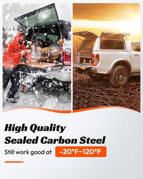 PAMAGOO gas struts installed on a camper shell demonstrating smooth lift control