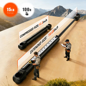 PAMAGOO gas strut held beside a hand to show scale and simple compatibility check