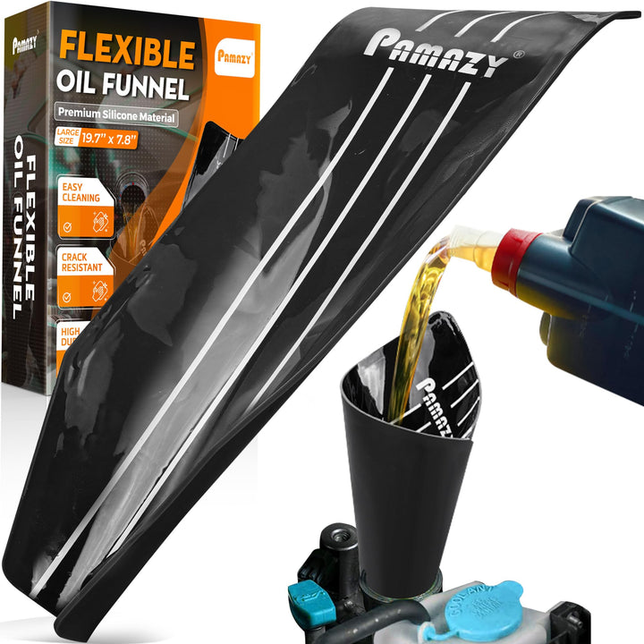 PAMAZY front view showing full funnel and wide mouth for cleaner pours