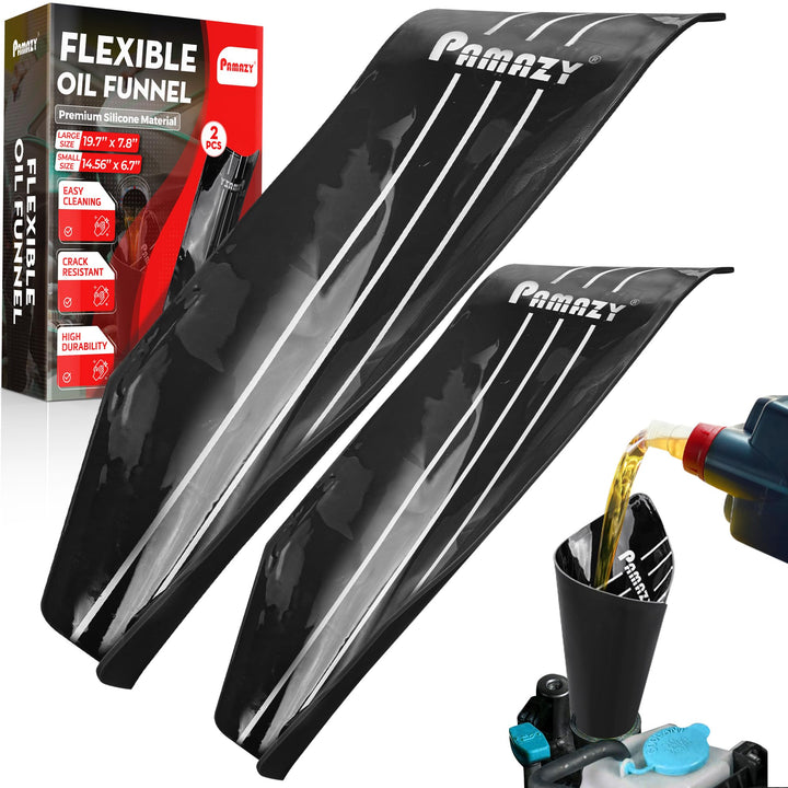 PAMAZY funnel front view showing both sizes and easy grab benefit