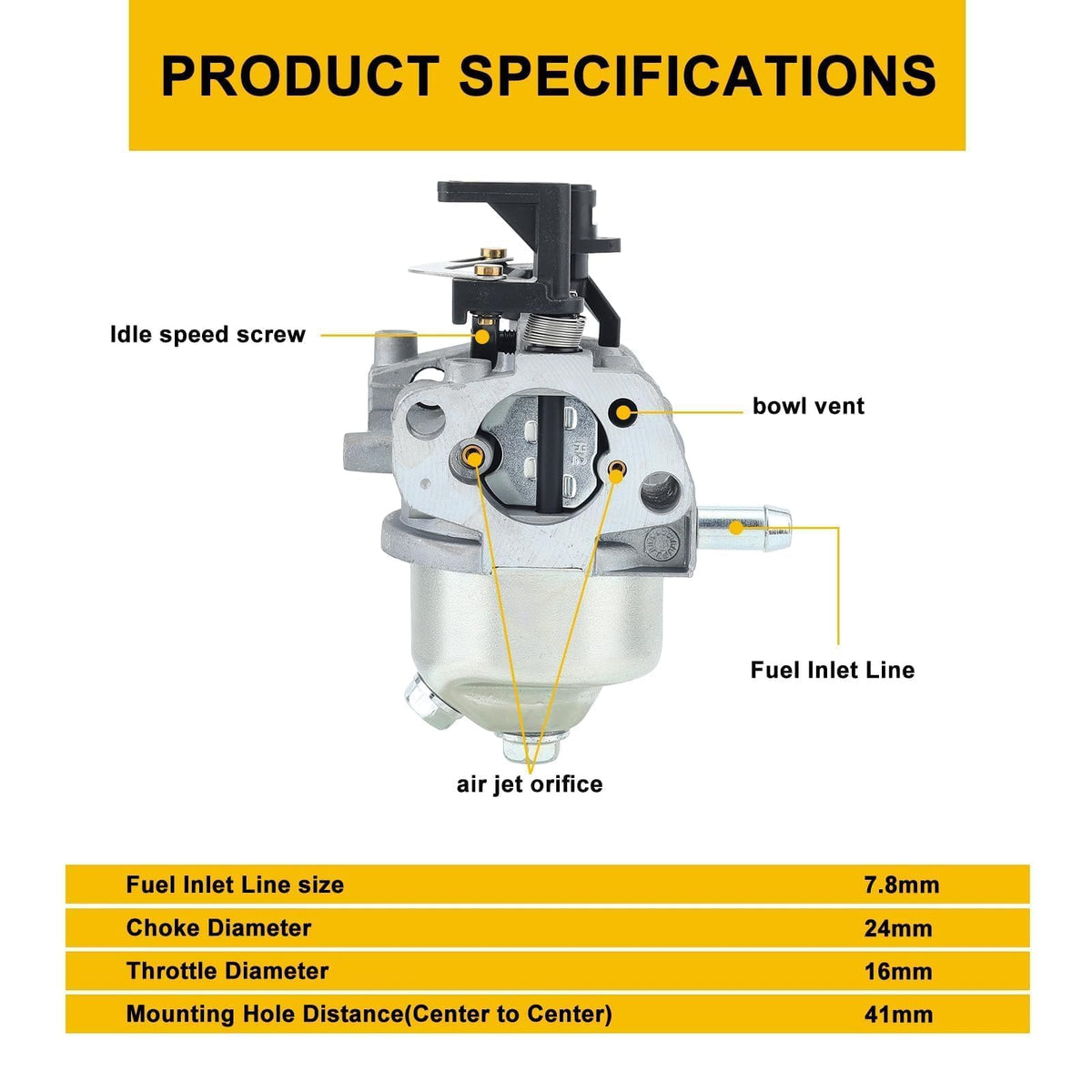 Panari carburetor beside ruler showing dimensions to verify compatibility quickly