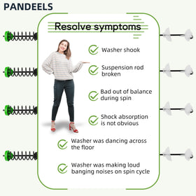 PANDEELS rods installed under a washer tub showing improved stability and quieter spins