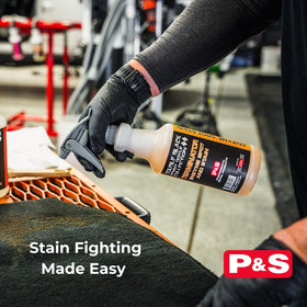 P & S Terminator foam texture close-up showing penetrating action for faster stain lift benefit