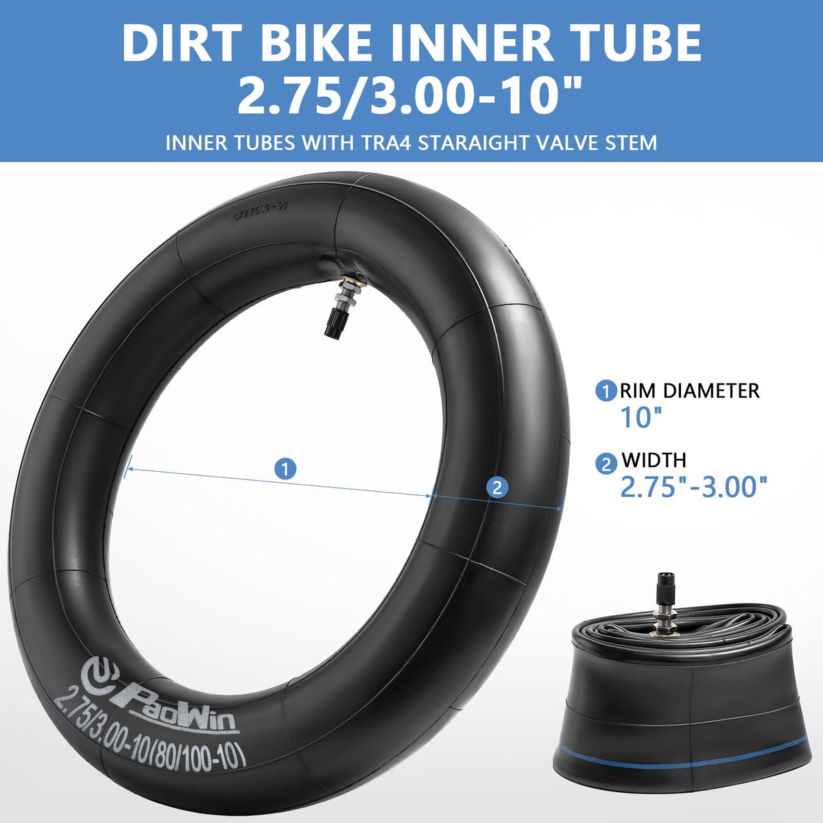 PaoWin inner tube installed on a mini pit bike front wheel demonstrating fit and seal