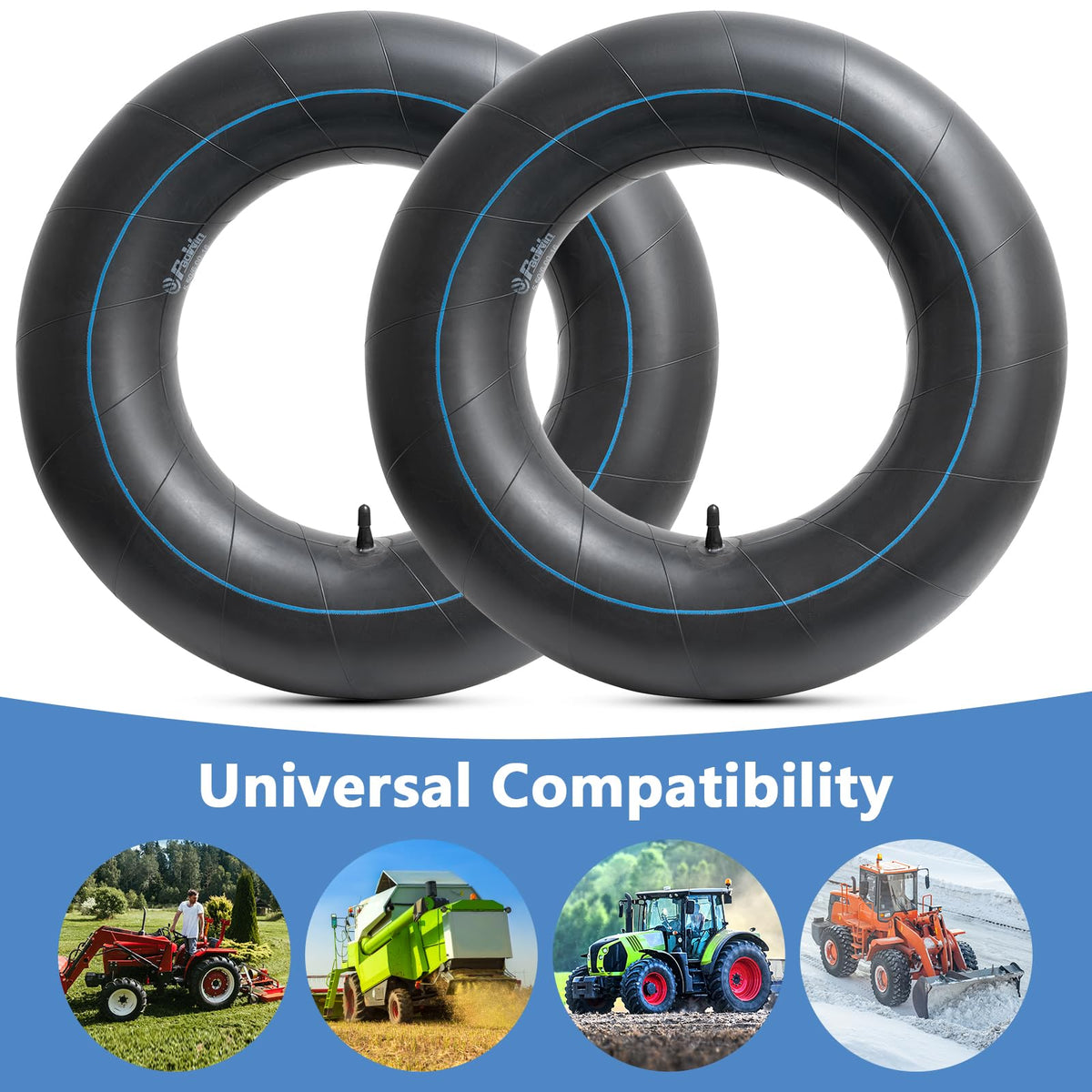 PaoWin inner tube installed on tractor front tire demonstrating improved shock absorption