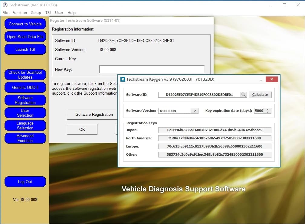 PARANNIC cable plugged into vehicle OBDII port demonstrating fast Techstream diagnostics on car