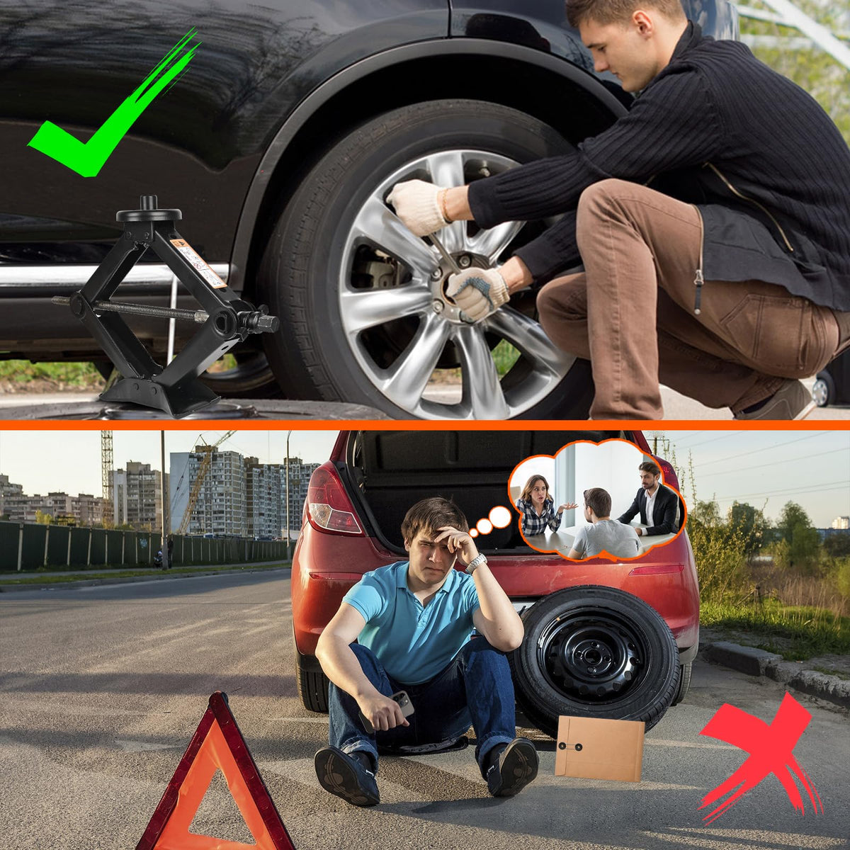 PARGAGAM roadside lifestyle photo showing quick tire repair and peace of mind