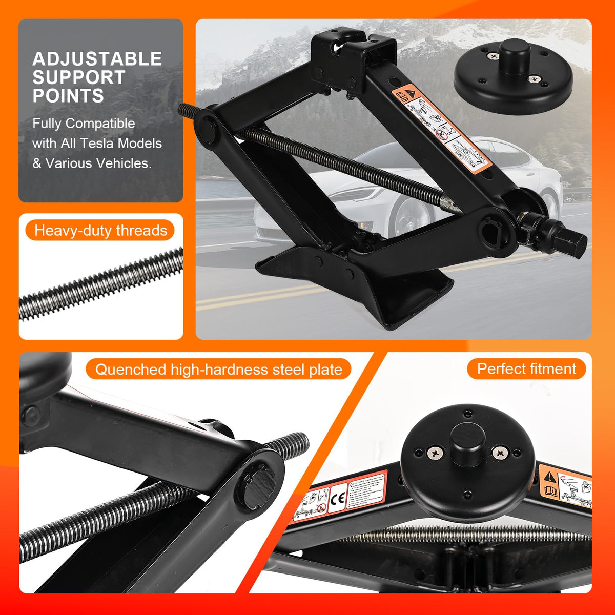 PARGAGAM scissor jack side profile highlighting cold-rolled steel durability