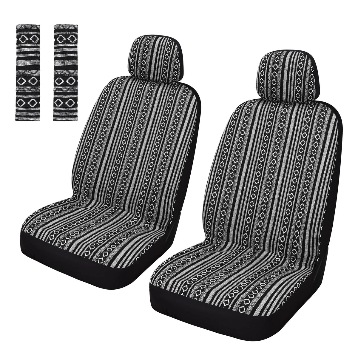 Pariitadin front seat cover packaging showing contents and model benefit: easy installation