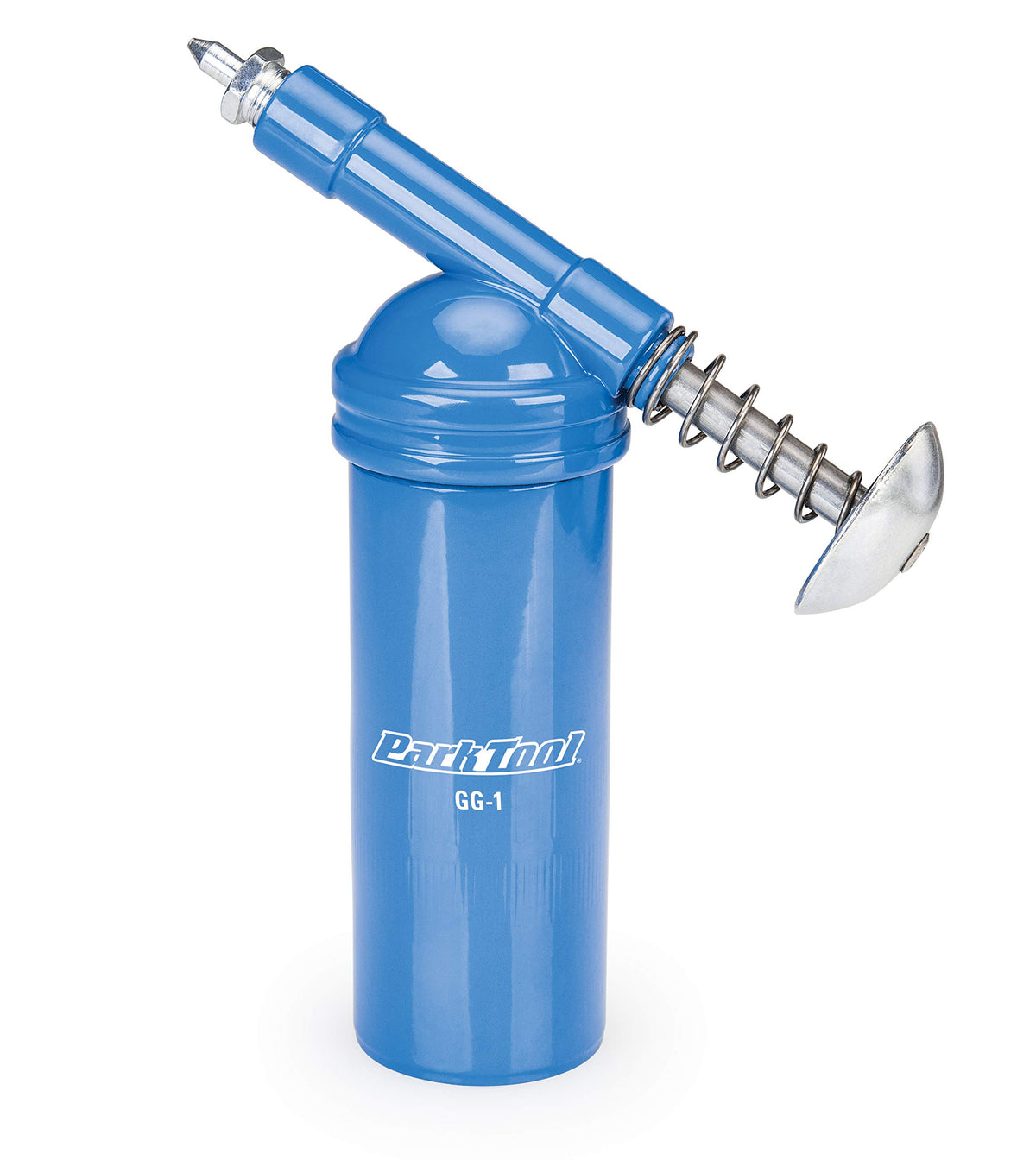 Park Tool GG-1 front view showing silver body and 100mL canister for neat grease application