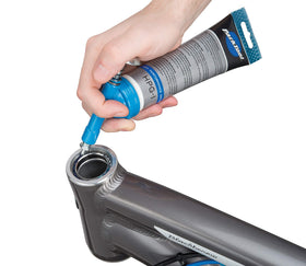 Park Tool GG-1 nozzle close-up highlighting narrow tip for precise grease placement