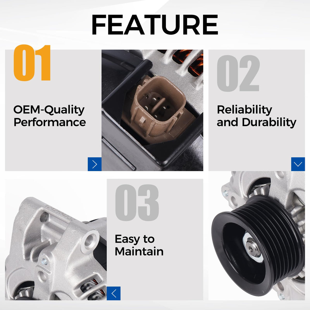 PAROD alternator installed in engine bay demonstrating direct-fit replacement