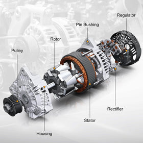 PAROD alternator in packaging with label showing model and protected shipping